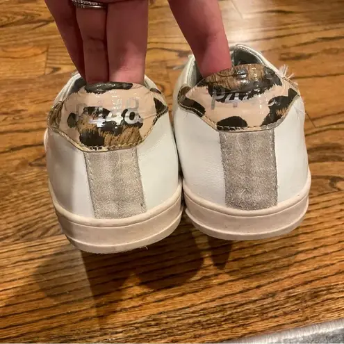 P448 Cheetah White Sneakers with Suede Upper Low-Top Design and Rubber Sole