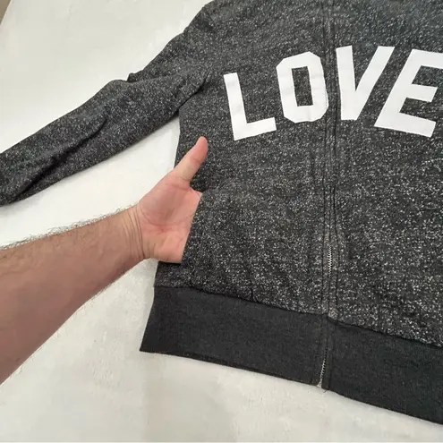 Reflex Life Is Out There Love Dark Gray Full Zip Up Sherpa Sweatshirt Womens M Size M