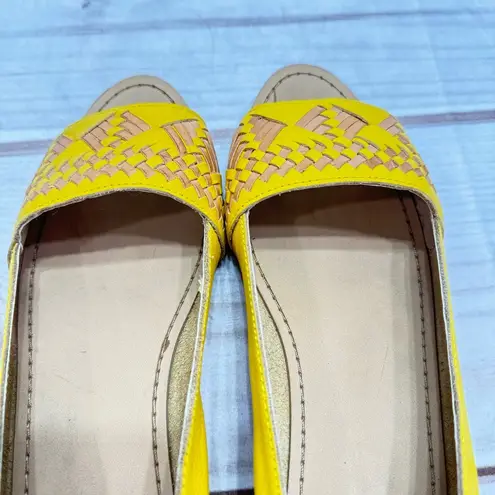 Latigo NEW  “Mabel” Yellow & Tan Woven Leather Western Style Flats Size 10