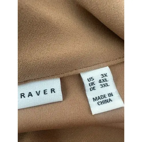 Susan Graver Fushion Blazer Tan Brown Size 3X Liquid Knit Career Office Stretch