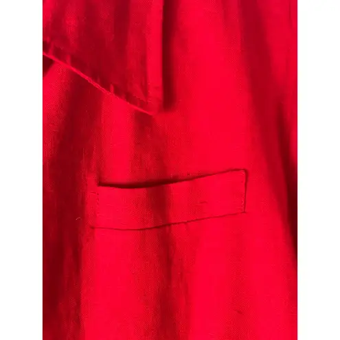 Vintage The French Shoppe Red Linen Jacket Zip Front Made in Russia. L/XL Size L