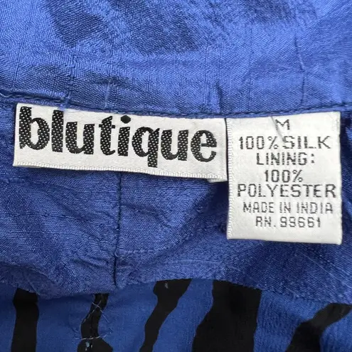 Blutique (M) VINTAGE 90s Pink 100% Silk Embroidered Patch Beach Vacation Jacket Blue Size M