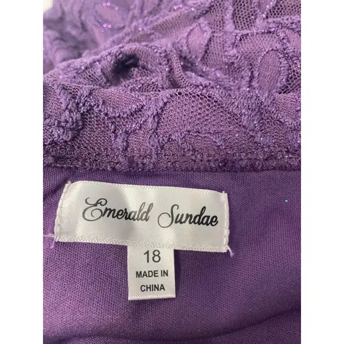 Emerald Sundae  Womens Purple‎ Lace Cocktail And Party Dress Plus 18