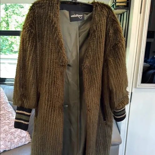 NWOT OTTOD AME green Teddy Jacket with Soft Texture and Relaxed Fit Brown Size 4