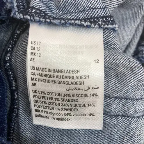 INC Stretch Wide-Leg Crop Jeans Size 12 Blue High Waisted Casual Comfy Pull On