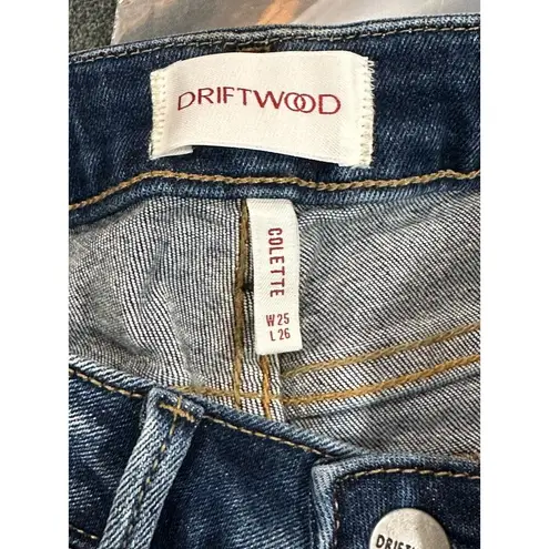 Driftwood Embroidered Colette Jeans Medium Wash Size 25W 26L NWT Floral Cuffed