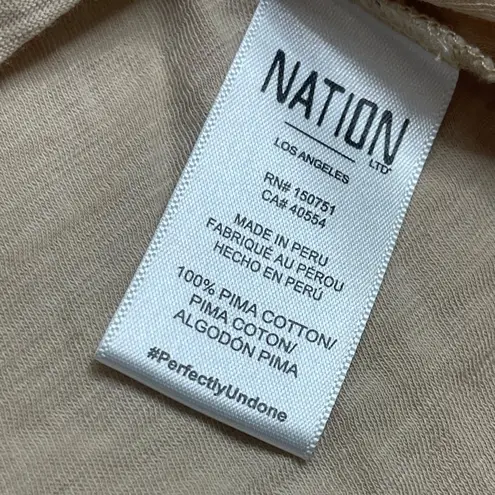 Nation Ltd Paulette Tank Women's Size Medium Pima Cotton Tan Crew Neck Ruffle