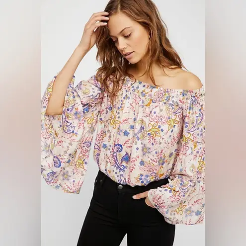 Free People  TOP FREE SPIRIT OFF THE SHOULDER BOHO WIDE BELL SLEEVES SIZE SMALL