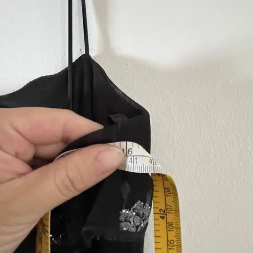 Vintage Y2K Byer Too Dress Sz L Chiffon Layered Whimsigoth Fairy Foral Gyaru Black