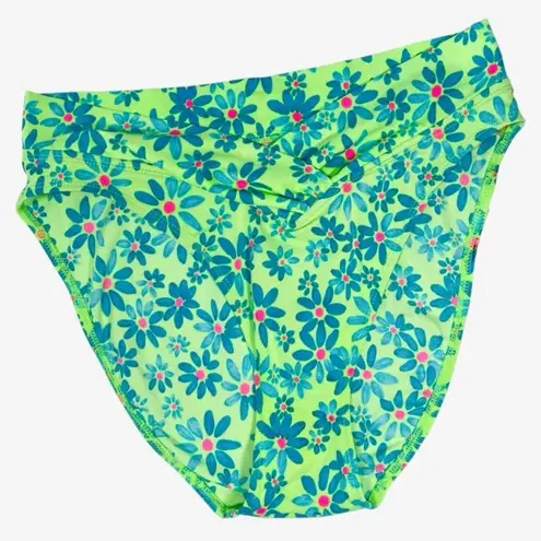 VINTAGE 90s SUNSETS Neon Floral Bikini Set Green Size L