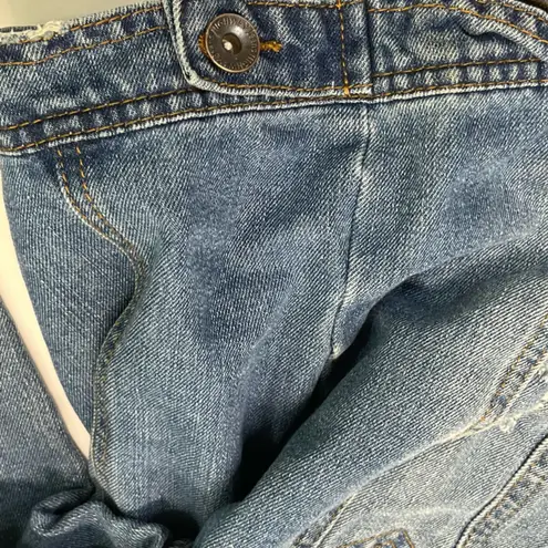 Highway Jeans HIGHWAY JEANS DISTRESSED DENIM JACKET SZ S WITH EMBROIDERED ROSES FRONT/BACK