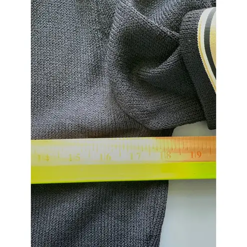 St. John Vintage Black Nautical V Neck Button Front Santana Knit Top Size 8