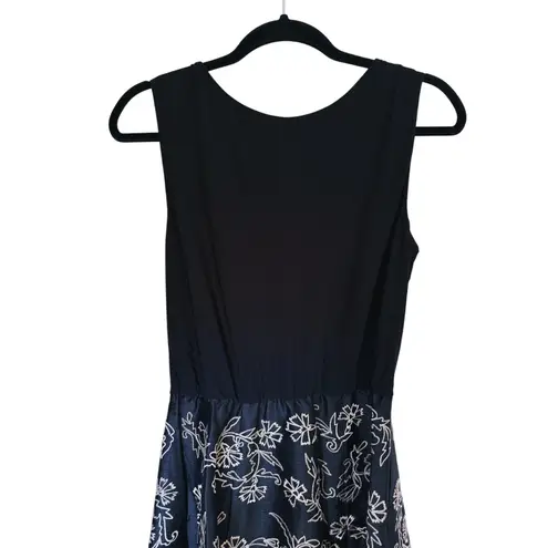 Eshakti Jersey Knit Embroidery Dupioni Dress Black Gold Floral Size 10 Old Money