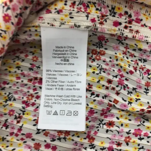 J.Crew  Ruffle Top in Field Day Print Ivory Pink NEW