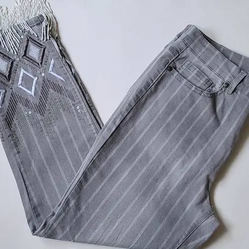 DG2 embroidered beaded fringe jeans size 10