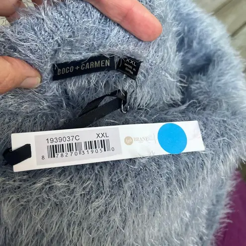 Coco + Carmen Women's Blue/Grey Cowl Neck Eyelash Sweater Size XXL. NEW