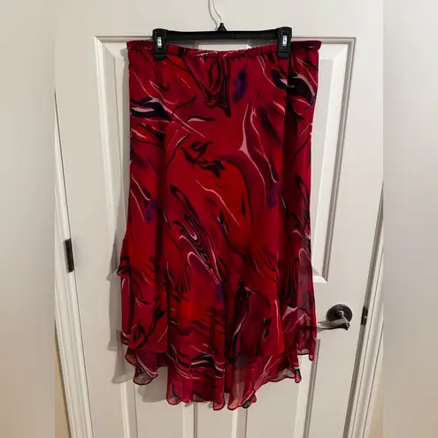 Phool Vintage 2 Piece Maxi Skirt Top Bohemian Ruffle Lined Red Purple Black XL