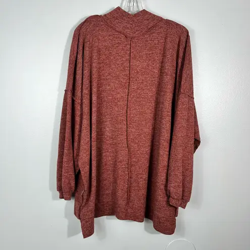 Zenana Outfitters Boutique Burnt Orange Oversized Longline Tunic Mock Neck Top XL Lounge