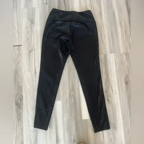 J. McLaughlin  M Black Faux Leather Sparkle Print Pant Leggings