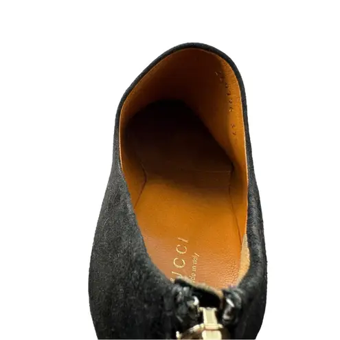 Gucci Betty Black Suede Bamboo Tassel Platform Ankle Booties Sz 37.5