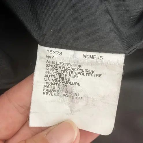 Woolrich Jacket L Vintage Sherpa Fleece Full Zip Navy Blue Cinched Waist