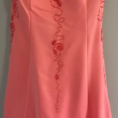 Cache Women’s Vintage pink rhinestones strapless  prom dress size 9/10