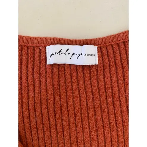 Petal and Pup Rust Orange Ribbed Balloon Sleeves Caledonia Sweater Midi Dress XS
