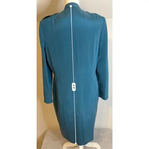 100% Silk Teal Blue Trench Blazer Shacket Women’s 10 Green