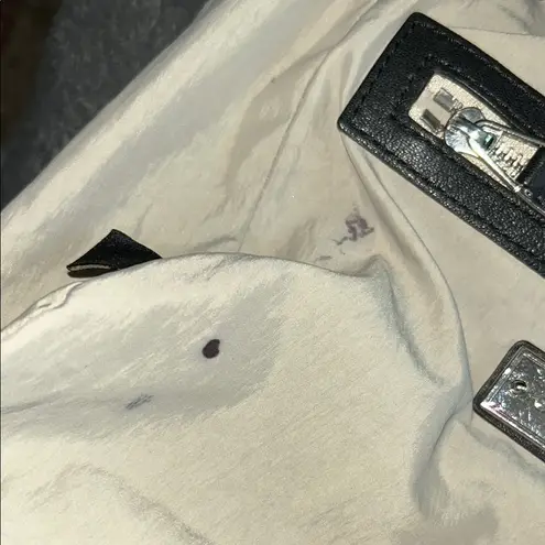 Olivia Harris Black Leather Duffel Bag with Modern Chain