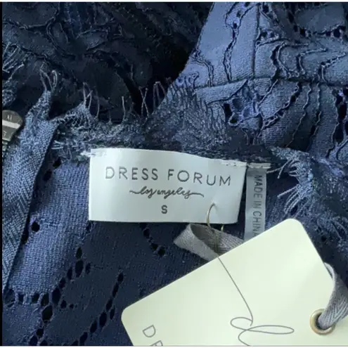 Dress Forum Sheath Dress Navy Blue Lace 3/4 Sleeve Cocktail Dress Mini Dress S