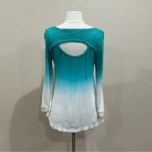 Z by Zobha Teal Ombre Lightweight Long Sleeve Top Size Small Green