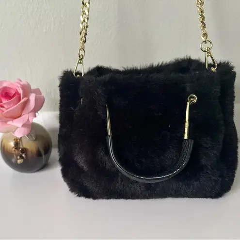 Isaac Mizrahi Super Cute New York Black Faux Fur Mini Hand and/or Crossbody Bag