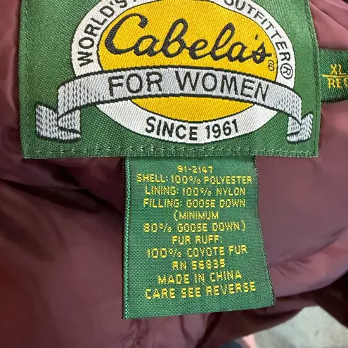 Cabela's Vintage Women’s Cabela’s Down Parka Jacket With Hood Size XL