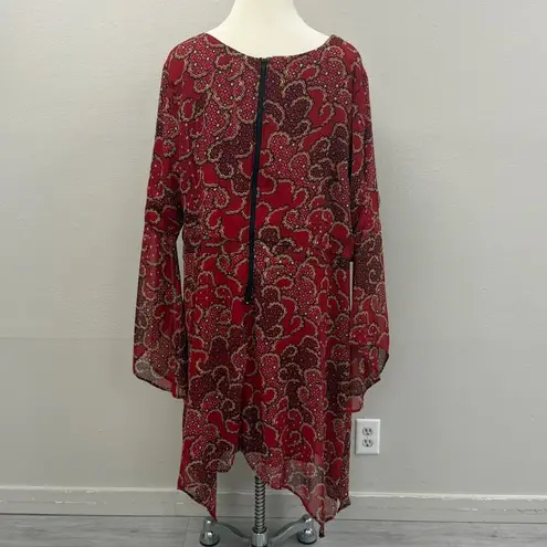 Ashley Stewart Dark Red Animal Print/Floral Dress - New - Size 34/36