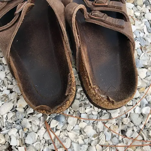 Birkenstock  Women’s Florida Brown Leather 3 Strap Sandals Size 38 is 7 7.5