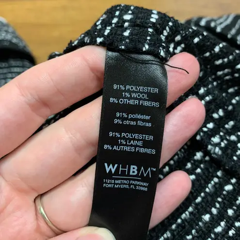 WHBM Women's Black & White Tweed Blazer Size 8 Career Casual Pockets Fitted Chic