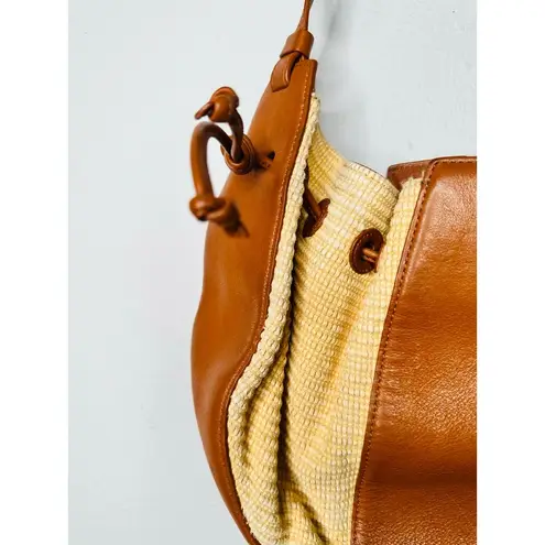 MANSUR GAVRIEL Brown Woven Straw Drawstring Closure Tassel Lilium Bag