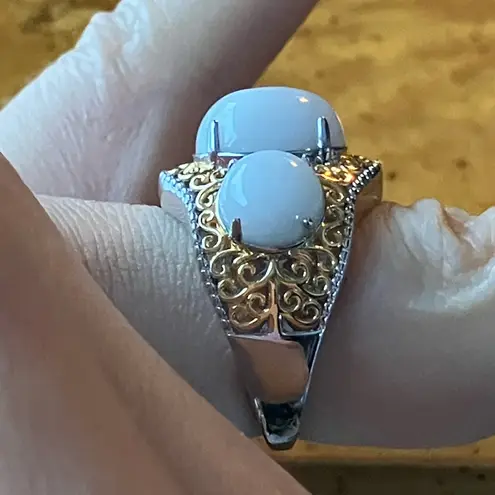 Natural Jade Ring Size 6 Silver