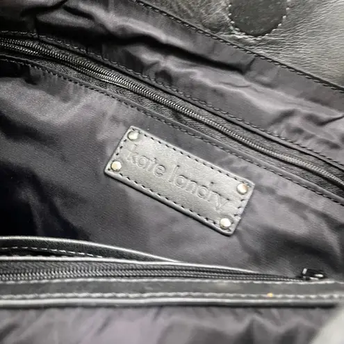 Kate Landry Black cowhide EUC Leather Hobo Shoulder Bag Silver Buckle