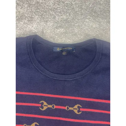 Brooks Brothers womens Large brooks brother horse bit equestrian sweater cotton navy