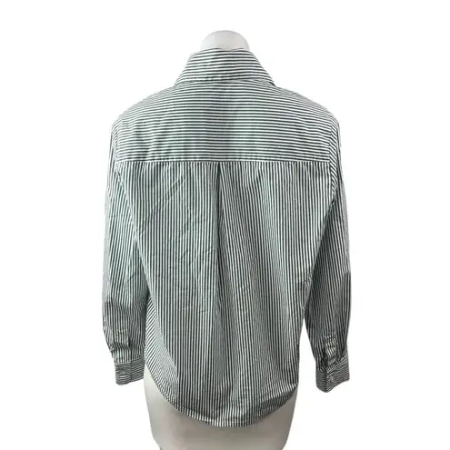 Favorite Daughter Green White Striped Collar Long Sleeve Button Down Shirt Top S