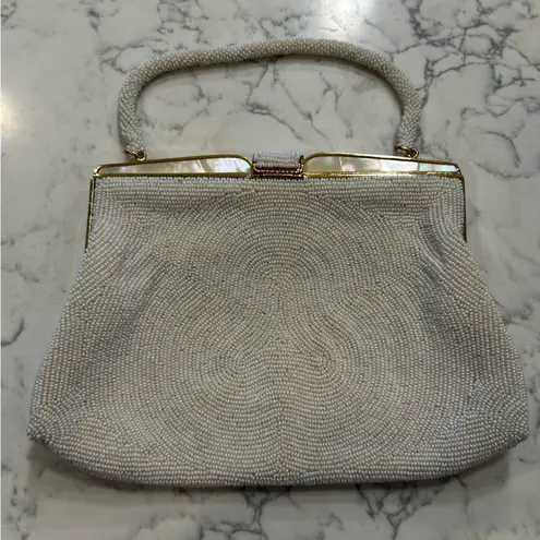 Vintage Fully Beaded Evening Wear Clutch Mini Bag White