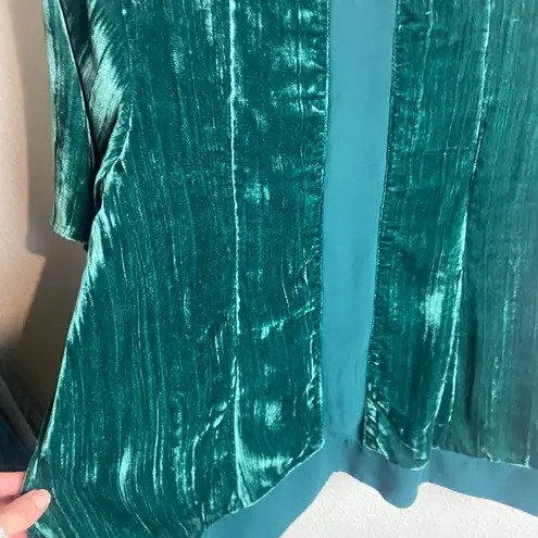 Maeve Anthropologie Size S Emerald Green Crushed Velvet Swing Blouse Top Festive