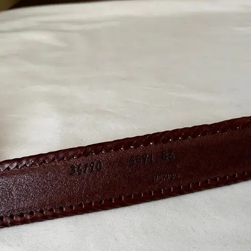 Vintage Brown Leather Belt w/ Western Silver Buckle & Braided Trim 1.5" Size 36