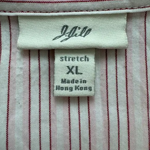 Jjill Western Embroidered Equestrian Floral Button Down Cowboy Stripe Shirt XL Pink