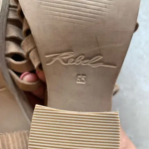 REBELS Sand Suede Cutout Block Heel Mule Booties Size 6.5