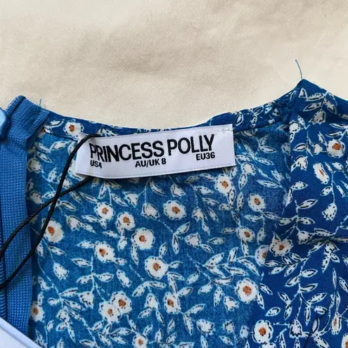 Princess Polly Princess‎ Polly The Sting Blue and White Floral V-Neck Mini Dress Size 4