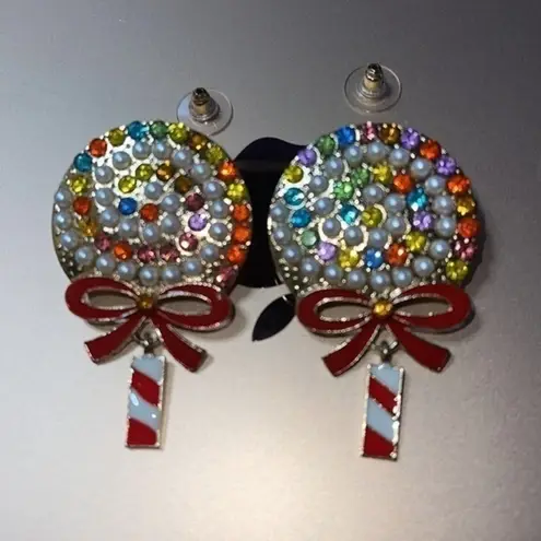 Holiday Candy Land Drop Earrings Gold - Image 2