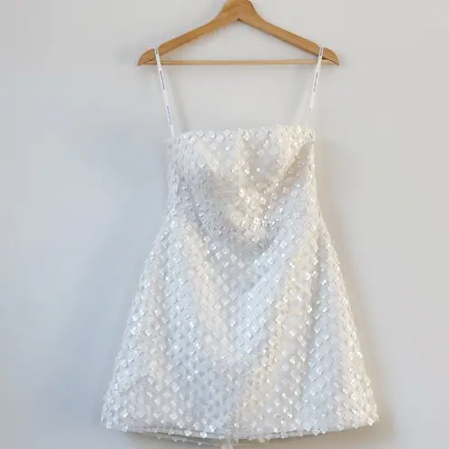 Dessy Collection Imitation Pearl Sequin Mesh Strapless Minidress White Size 4 - Image 4