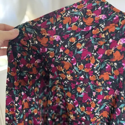 Ava & Viv Ava & Viv 3X Black Floral Peasant Blouse Balloon Sleeve Boho Top